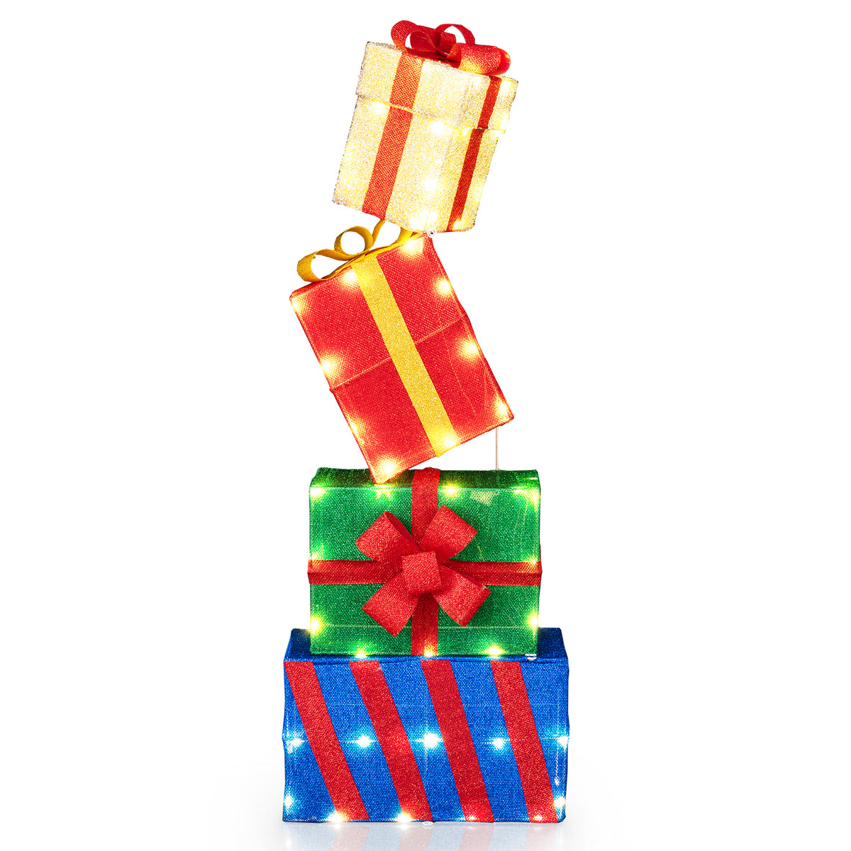 4 Ft Stackable Gift Boxes Set of 4 Stacked Christmas Present Boxes-Christmas Decorations & Accessories-DECOROLALA