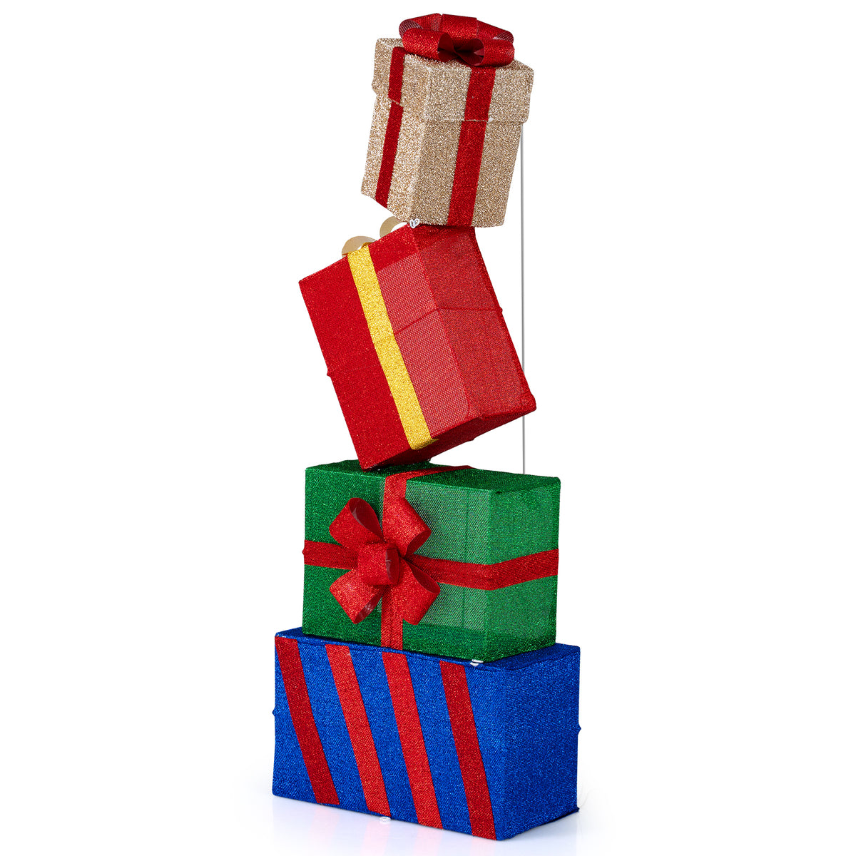 4 Ft Stackable Gift Boxes Set of 4 Stacked Christmas Present Boxes-Christmas Decorations & Accessories-DECOROLALA