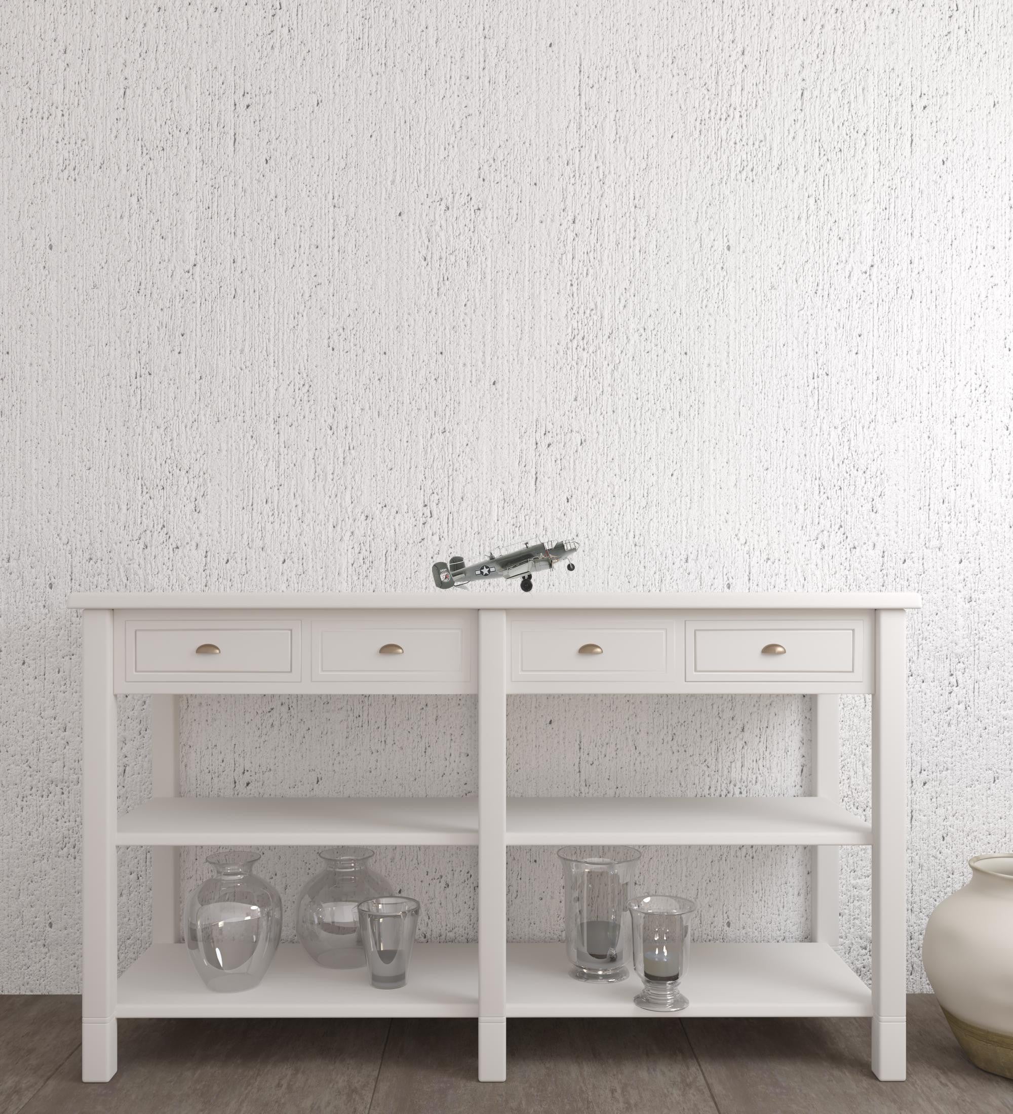 4" Gray and White Metal Hand Painted c1941 North American B-25 Mitchell Bomber Model Airplane-Sculptures-DECOROLALA