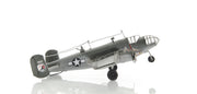 4" Gray and White Metal Hand Painted c1941 North American B-25 Mitchell Bomber Model Airplane-Sculptures-DECOROLALA