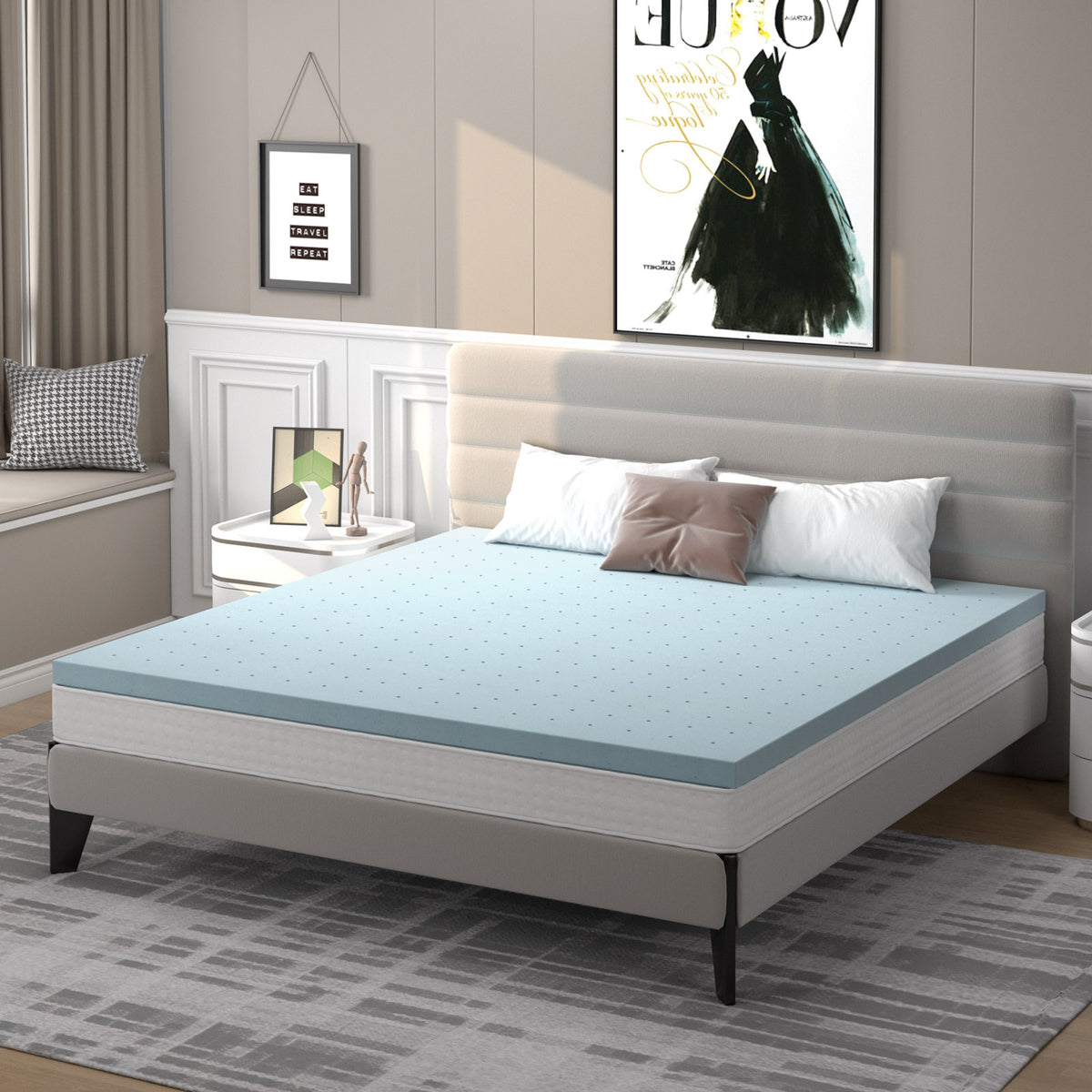 4 Inch Gel Injection Memory Foam Mattress Top Ventilated Mattress Double Bed-King Size-Mattresses-DECOROLALA