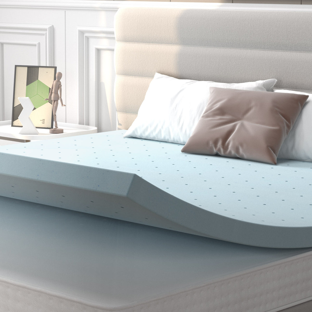 4 Inch Gel Injection Memory Foam Mattress Top Ventilated Mattress Double Bed-King Size-Mattresses-DECOROLALA