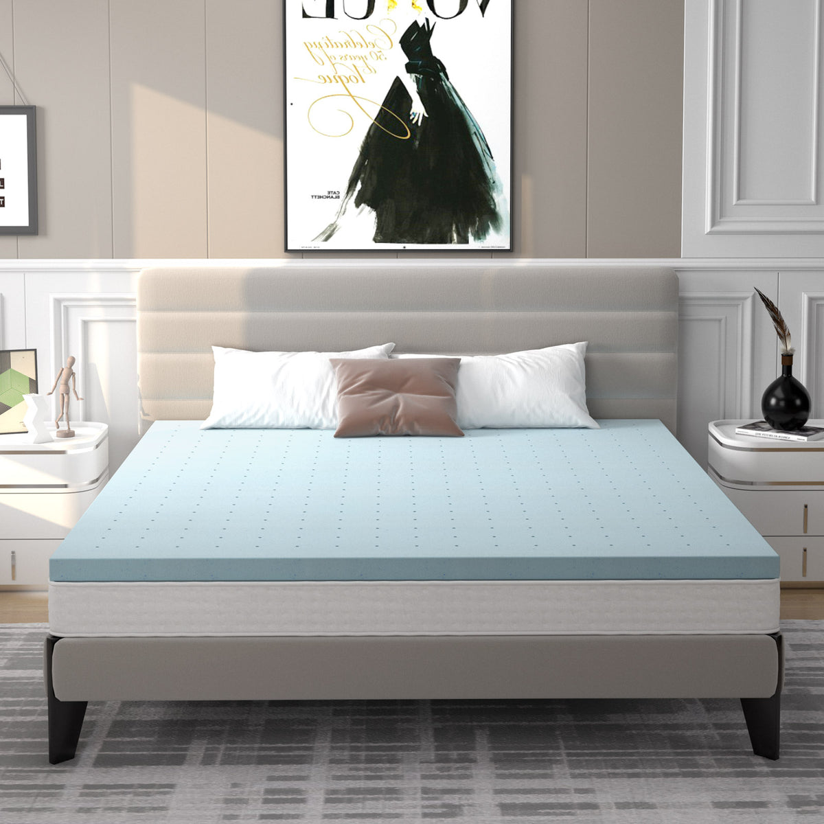 4 Inch Gel Injection Memory Foam Mattress Top Ventilated Mattress Double Bed-King Size-Mattresses-DECOROLALA