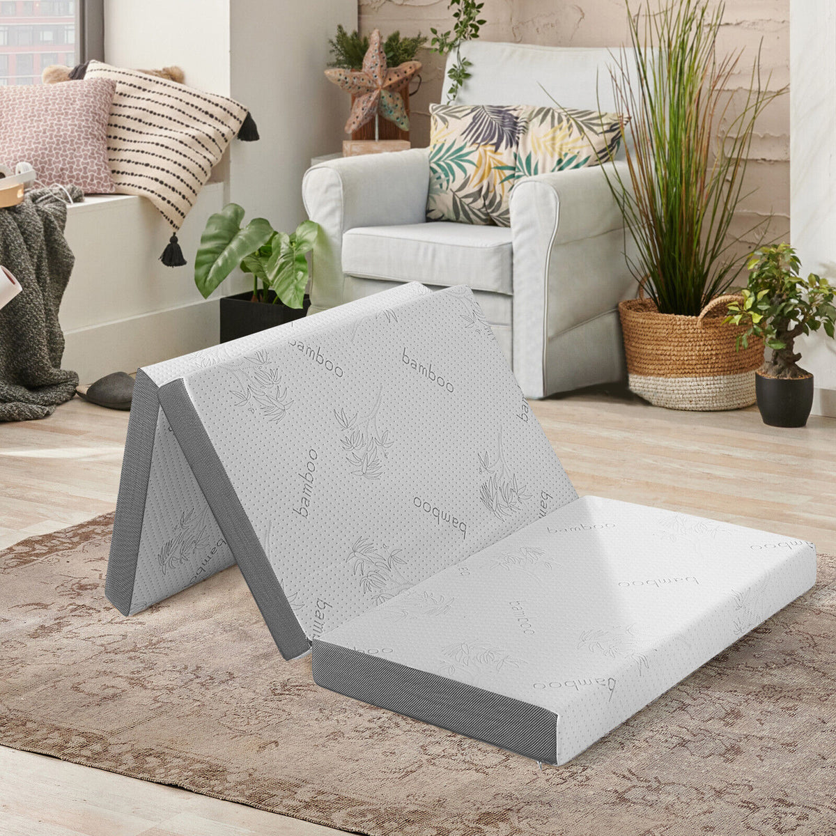 4 Inch Tri-fold Cooling Gel Memory Foam Mattress-Twin XL-Mattresses-DECOROLALA