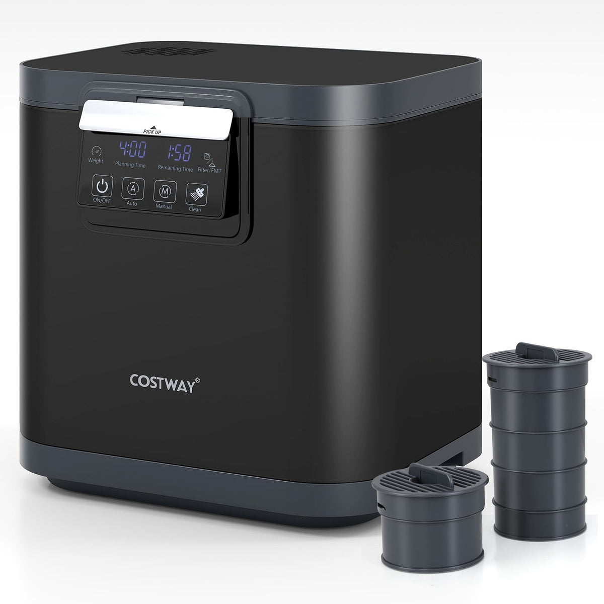 4 L Electric Composter with Lid and LED Display for Kitchen-Black-Food Mixers & Blenders-DECOROLALA