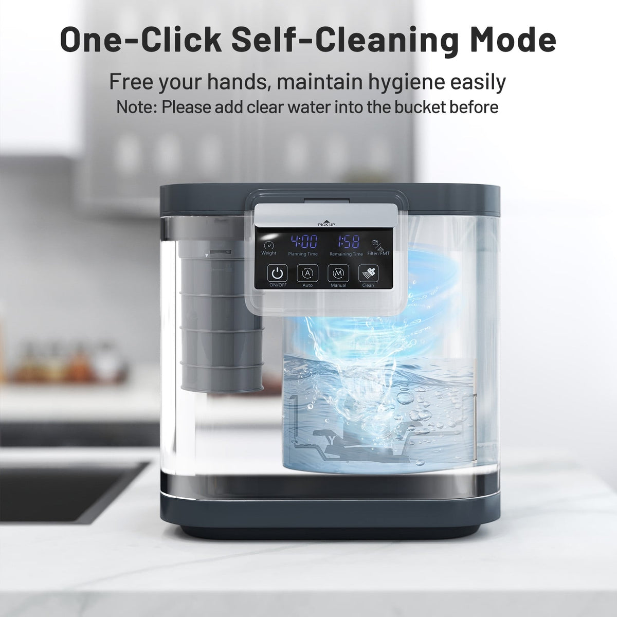 4 L Electric Composter with Lid and LED Display for Kitchen-Black-Food Mixers & Blenders-DECOROLALA