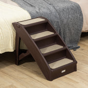 4-Level Foldable Pet Stairs - Dark Brown Lightweight Dog Ramp-Dogs-DECOROLALA