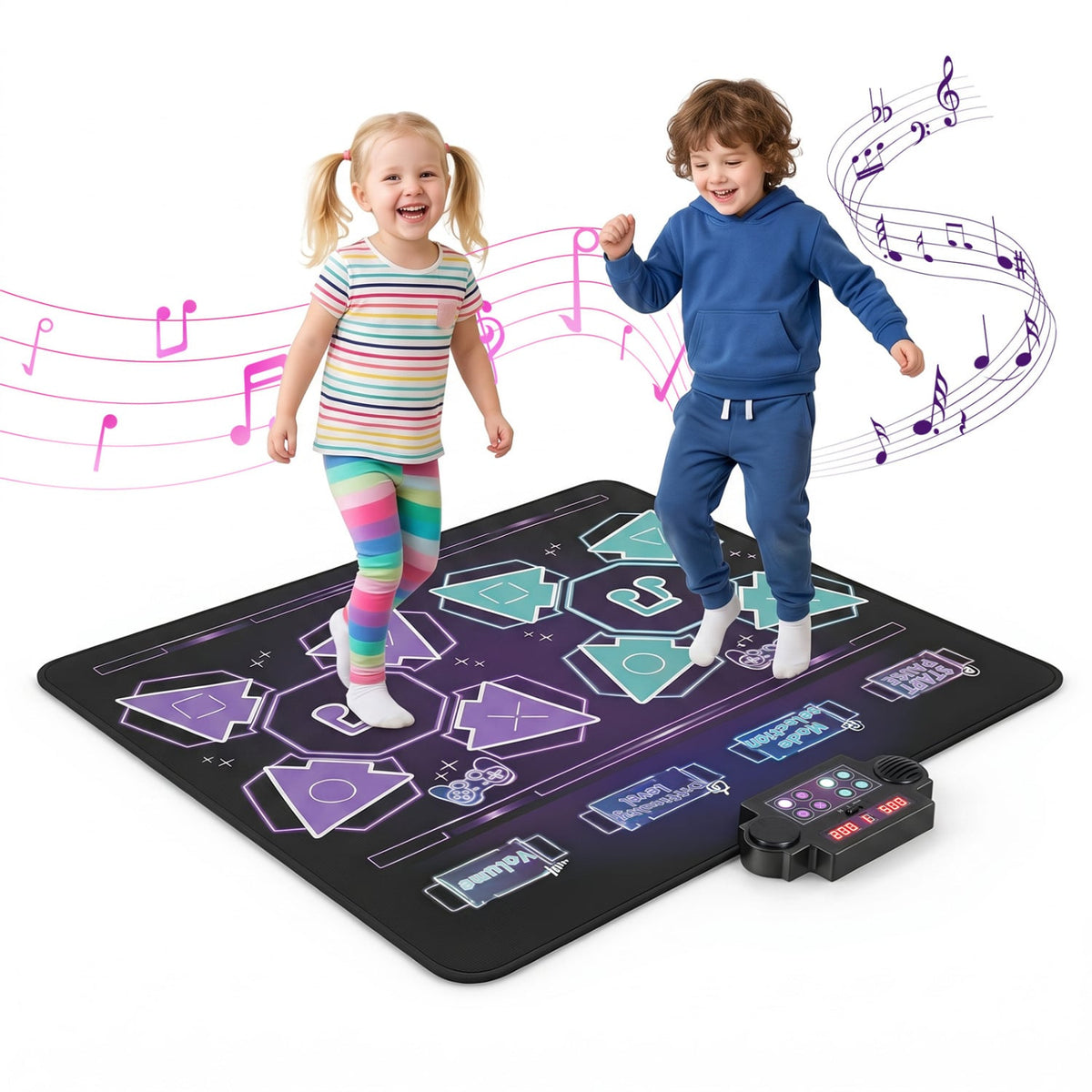 4 Modes Electronic Kids Dance Mat with 8 Levels 8 Songs and 3 LED Speeds-Baby Gyms & Playmats-DECOROLALA