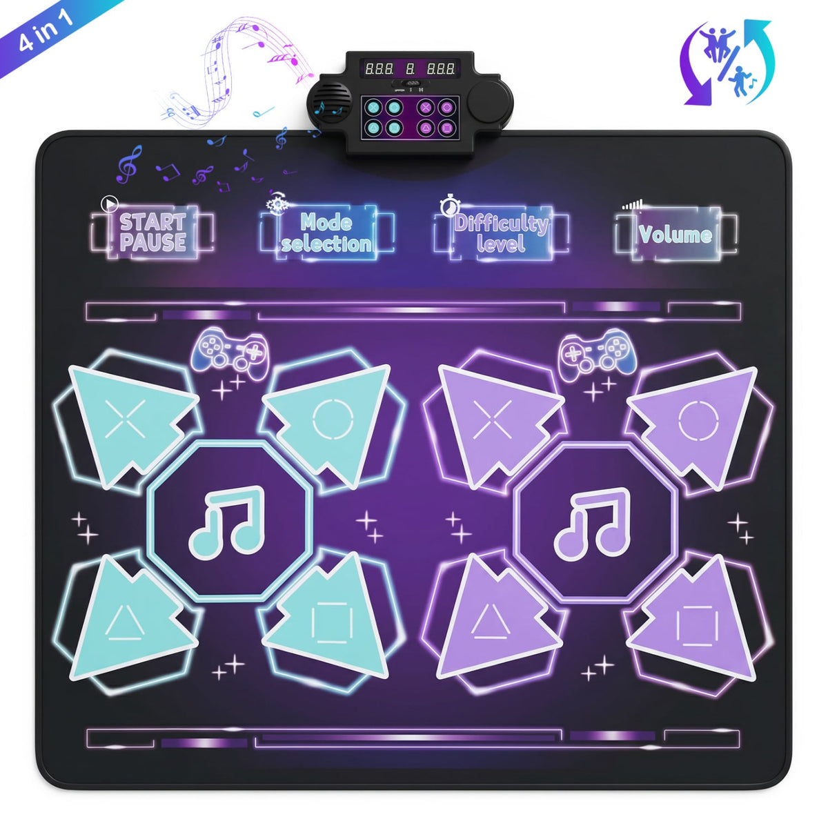 4 Modes Electronic Kids Dance Mat with 8 Levels 8 Songs and 3 LED Speeds-Baby Gyms & Playmats-DECOROLALA