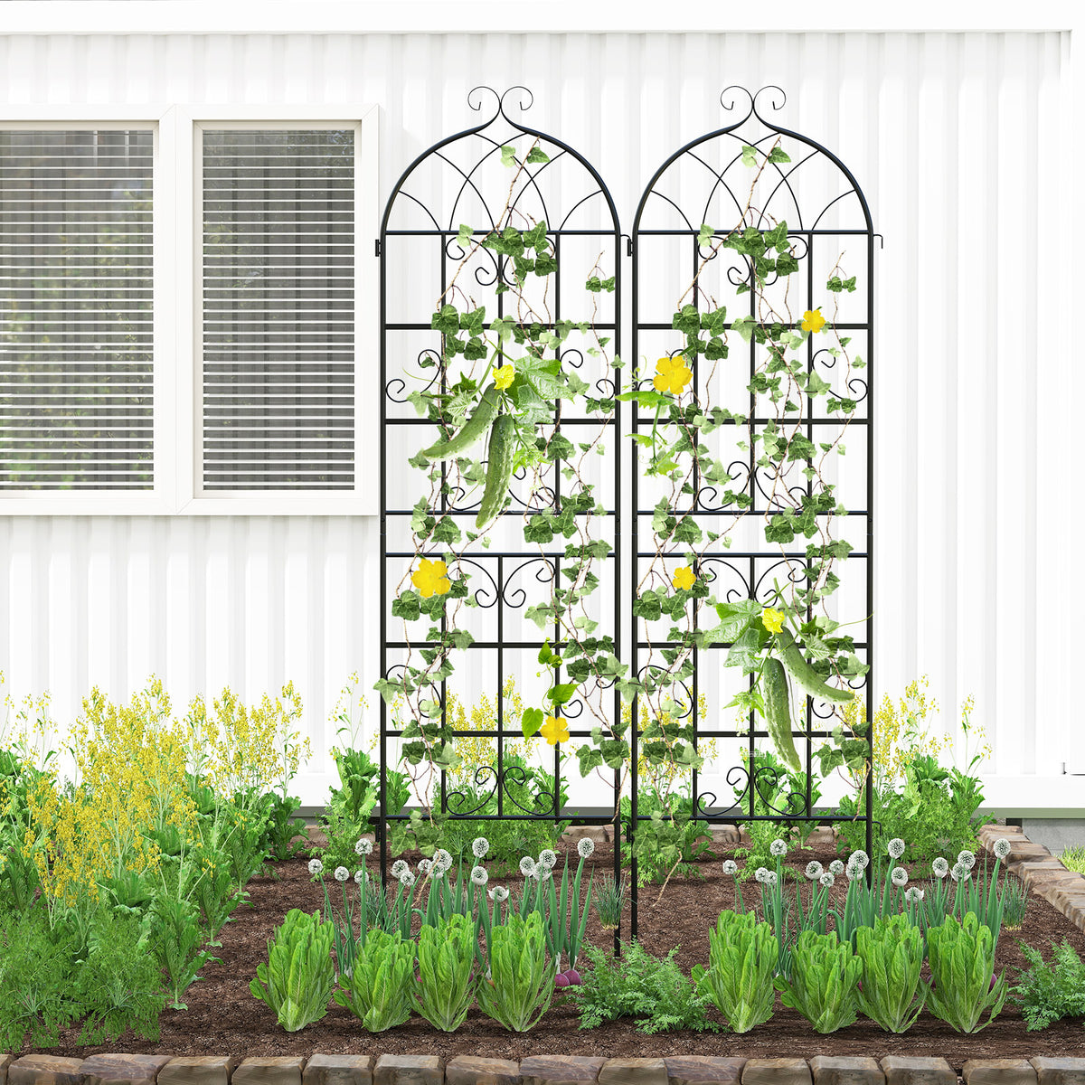 4 Pack 71" x 20" Metal Garden Trellis for Outdoor Climbing Plants-Plant Supports-DECOROLALA