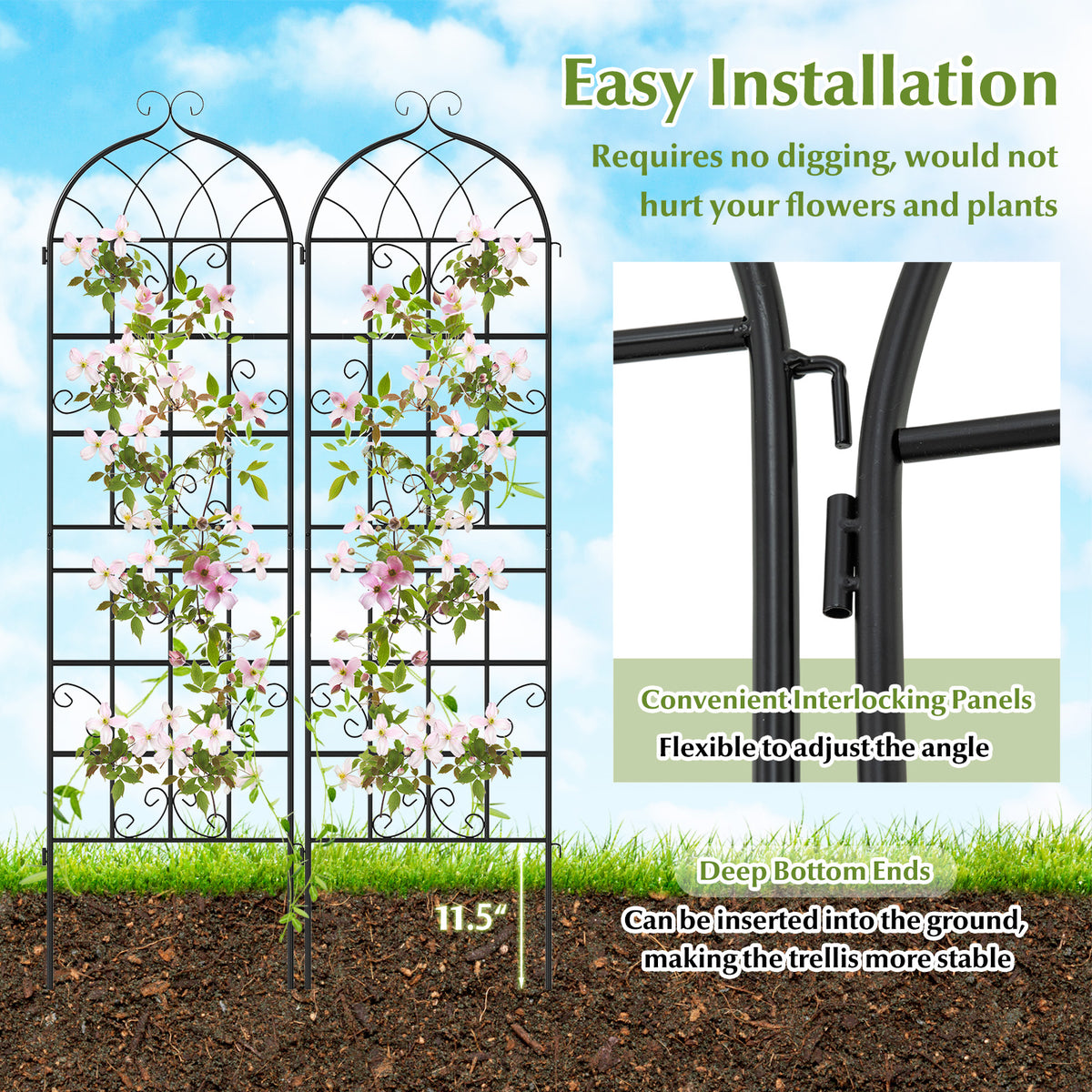 4 Pack 71" x 20" Metal Garden Trellis for Outdoor Climbing Plants-Plant Supports-DECOROLALA