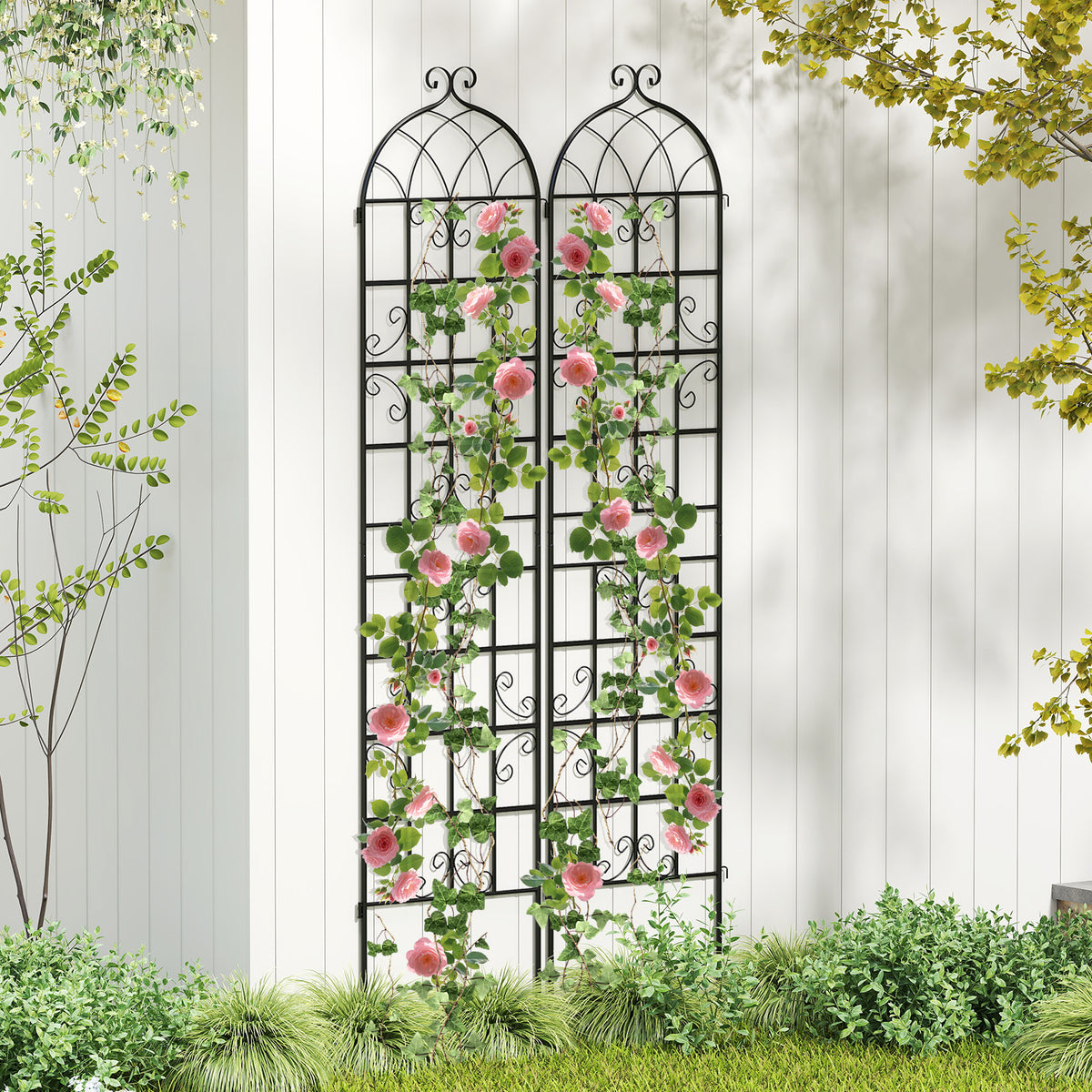 4 Pack 86" x 20" Metal Garden Trellis for Outdoor Climbing Plants-Plant Supports-DECOROLALA