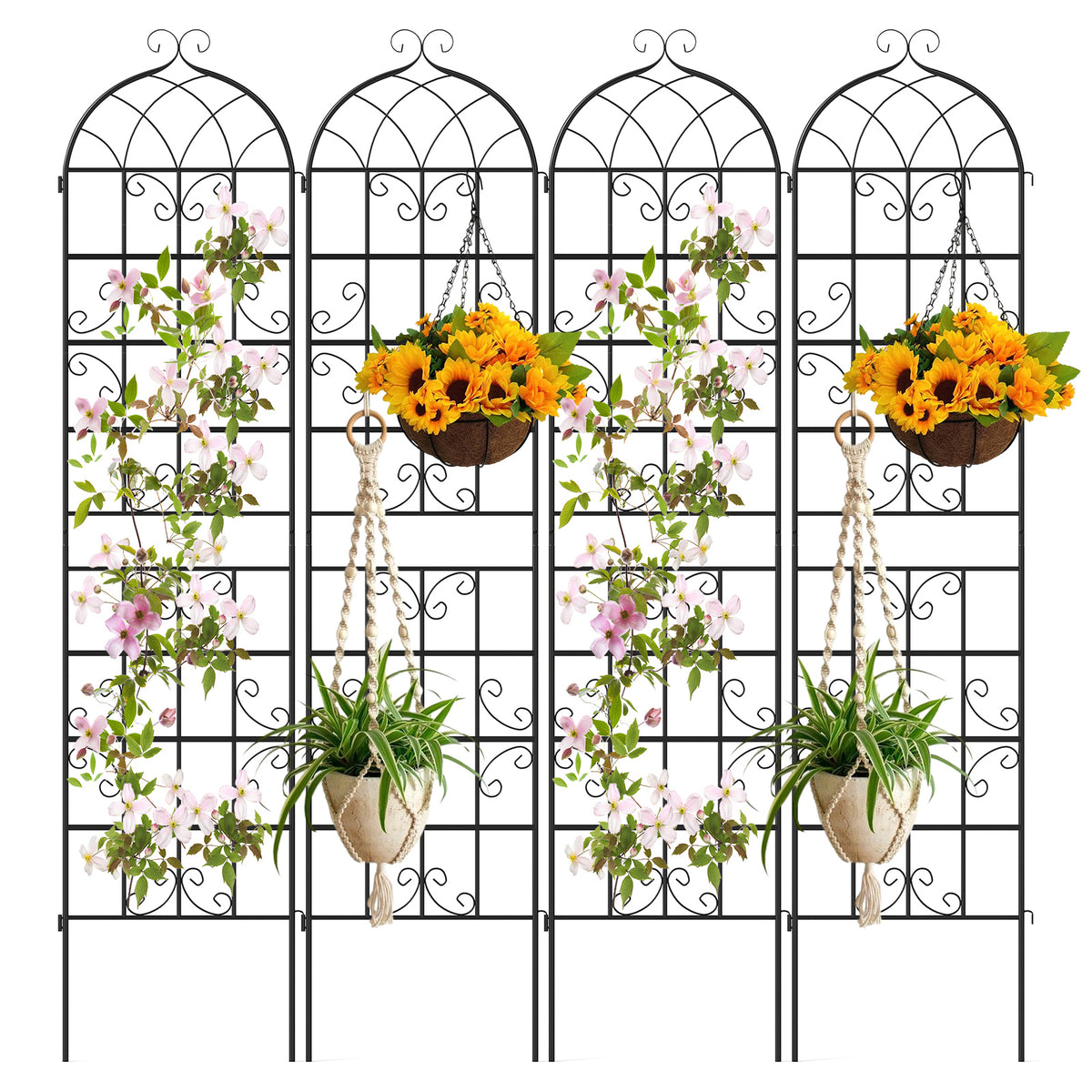 4 Pack 86" x 20" Metal Garden Trellis for Outdoor Climbing Plants-Plant Supports-DECOROLALA