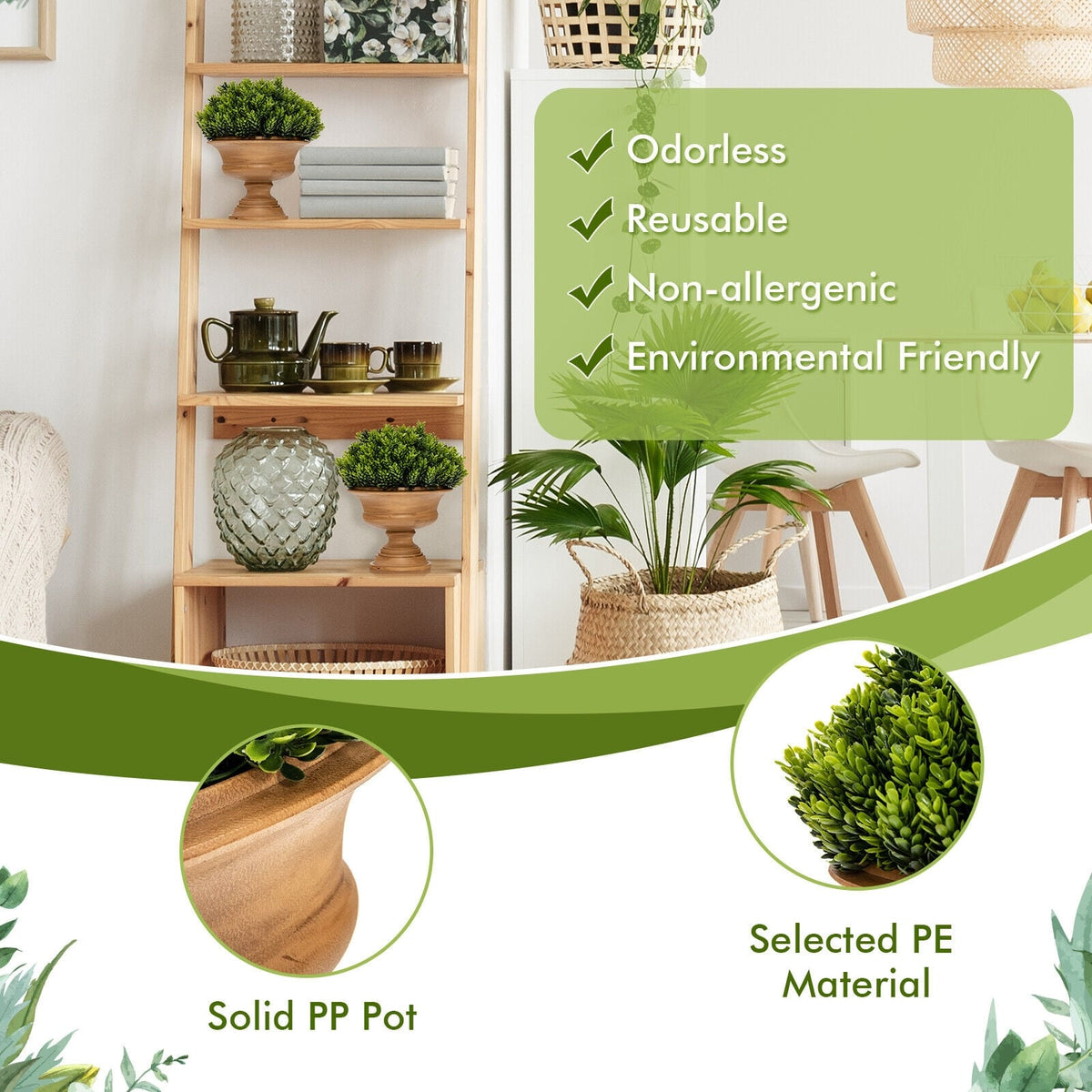 4 Pack Artificial Boxwood Topiary Trees-Artificial Plants-DECOROLALA