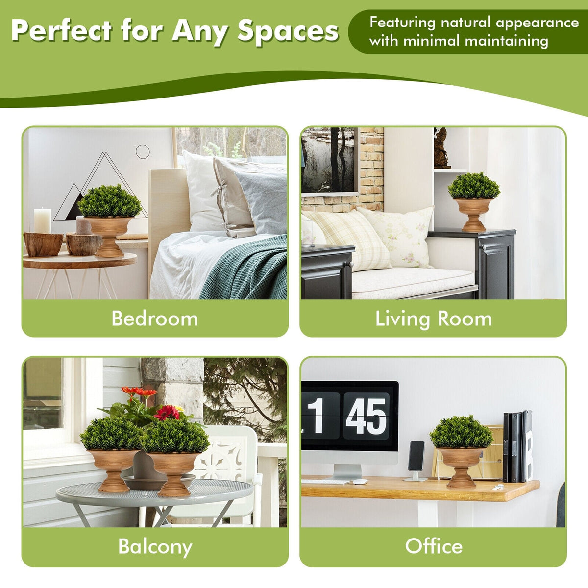 4 Pack Artificial Boxwood Topiary Trees-Artificial Plants-DECOROLALA