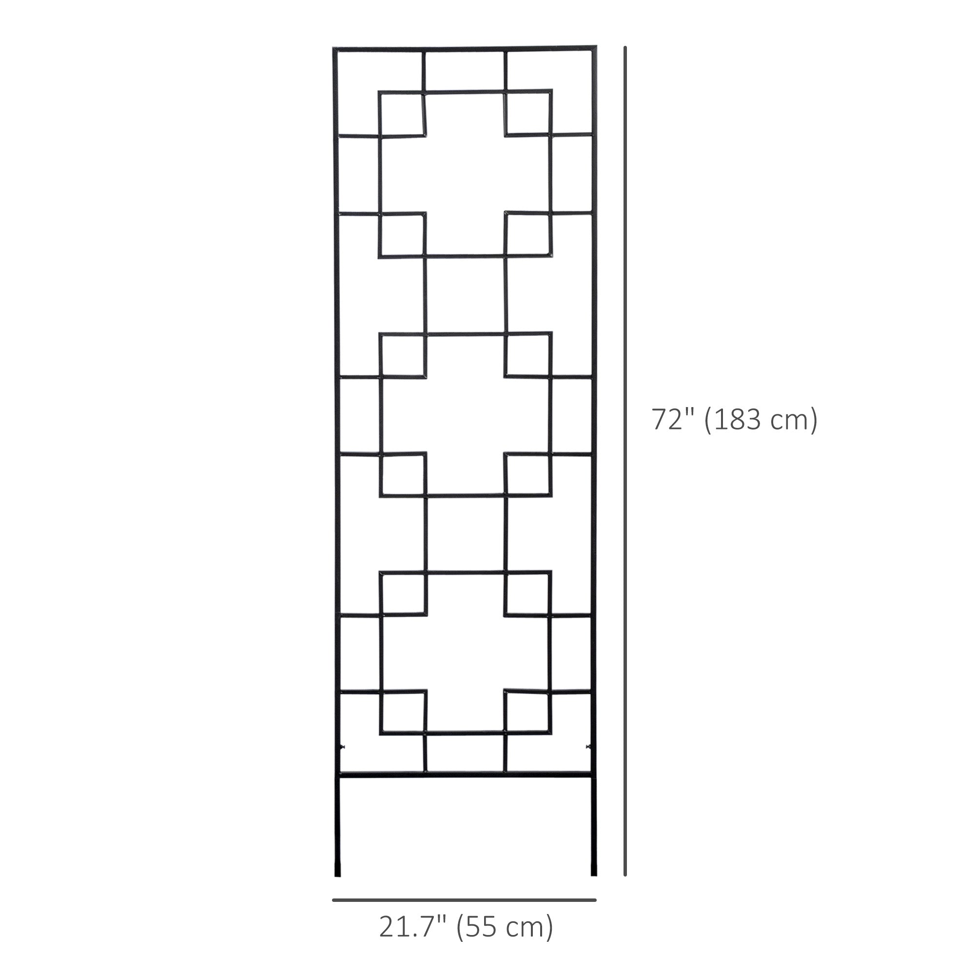 4-Pack Metal Garden Trellis - Black 72" Outdoor Grid Panels-DECOROLALA