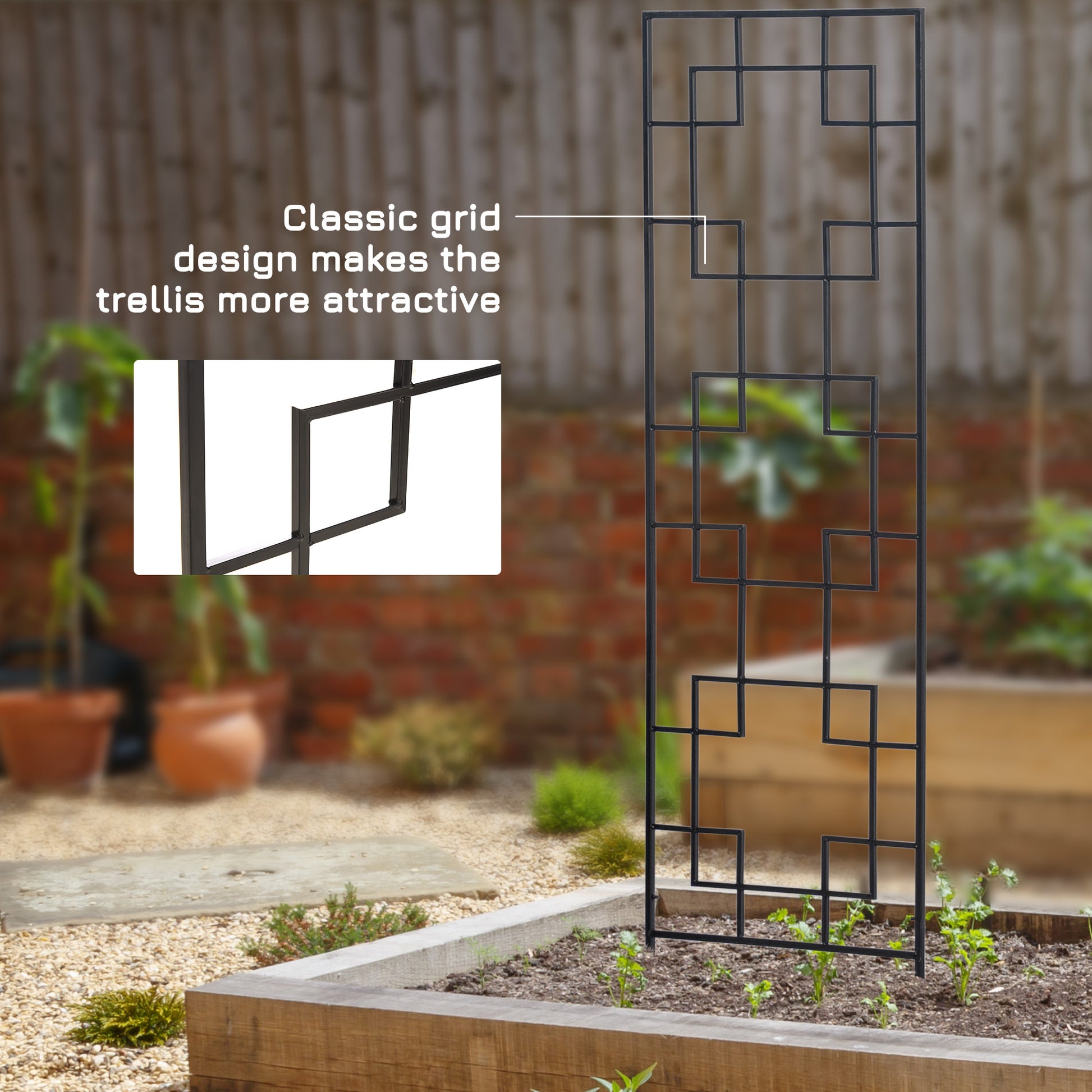 4-Pack Metal Garden Trellis - Black 72" Outdoor Grid Panels-DECOROLALA