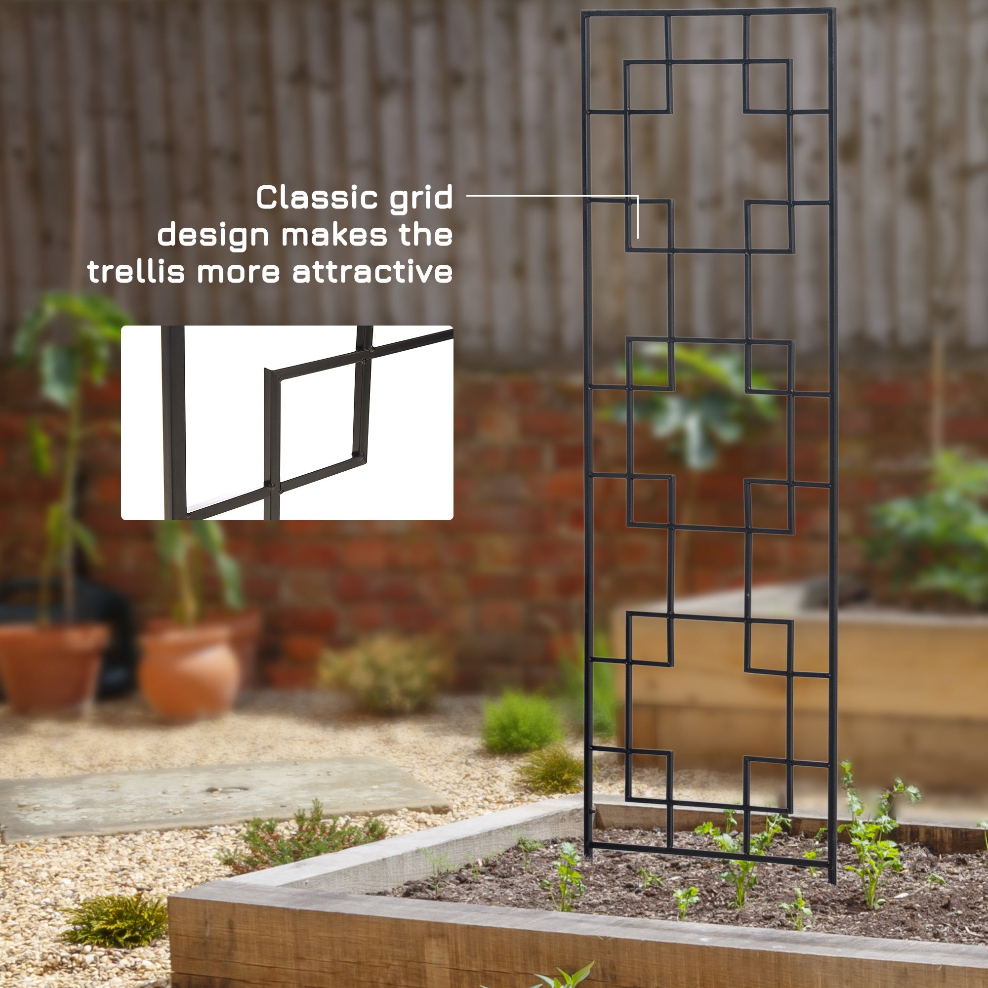 4-Pack Metal Garden Trellis - Black 72" Outdoor Grid Panels-DECOROLALA