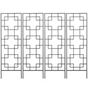 4-Pack Metal Garden Trellis - Black 72" Outdoor Grid Panels-DECOROLALA