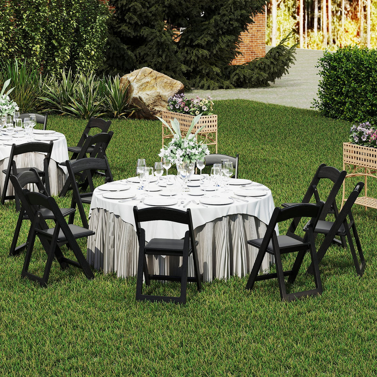 4 Pack Resin Folding Chairs with Padded Seat-Black-Dining Chairs-DECOROLALA