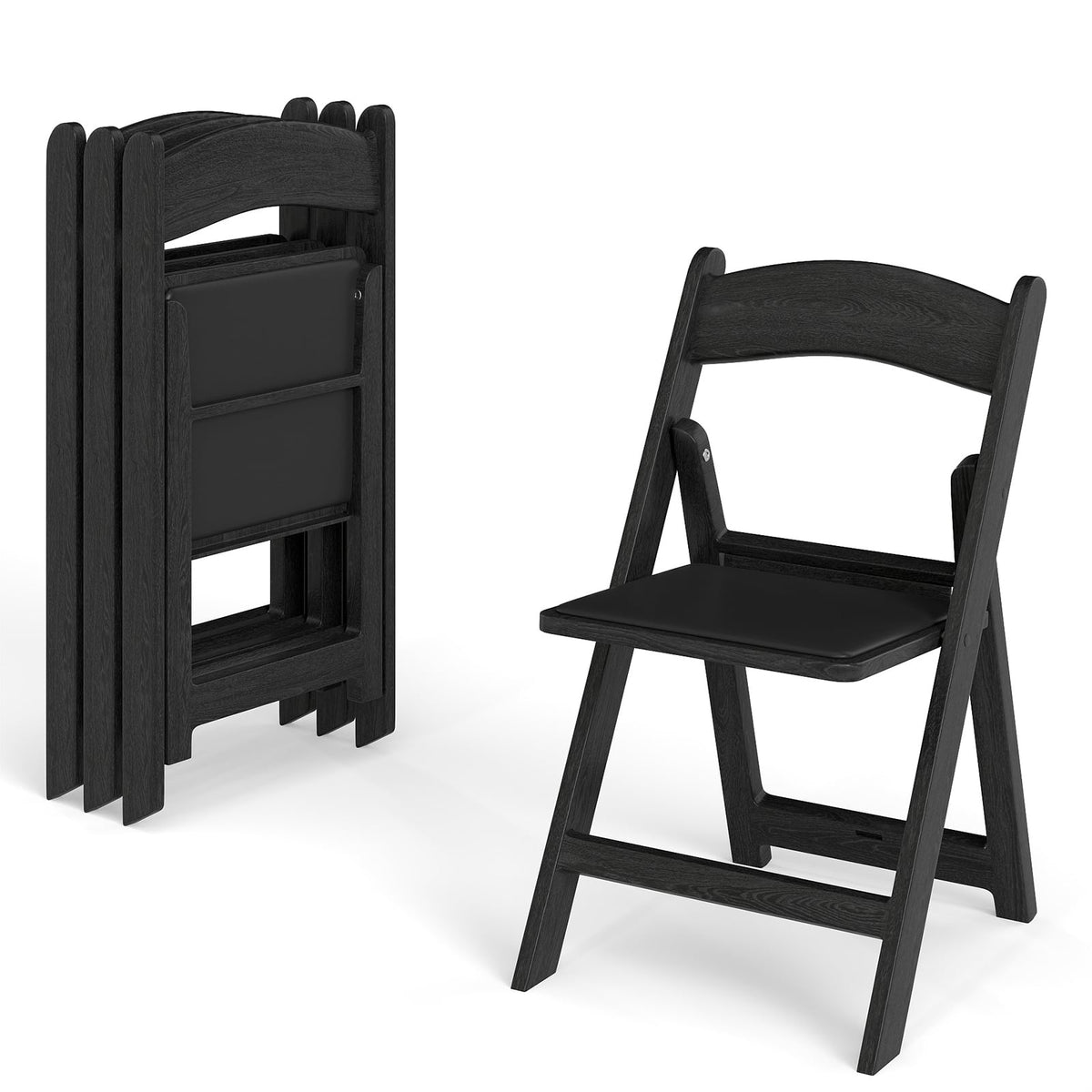 4 Pack Resin Folding Chairs with Padded Seat-Black-Dining Chairs-DECOROLALA
