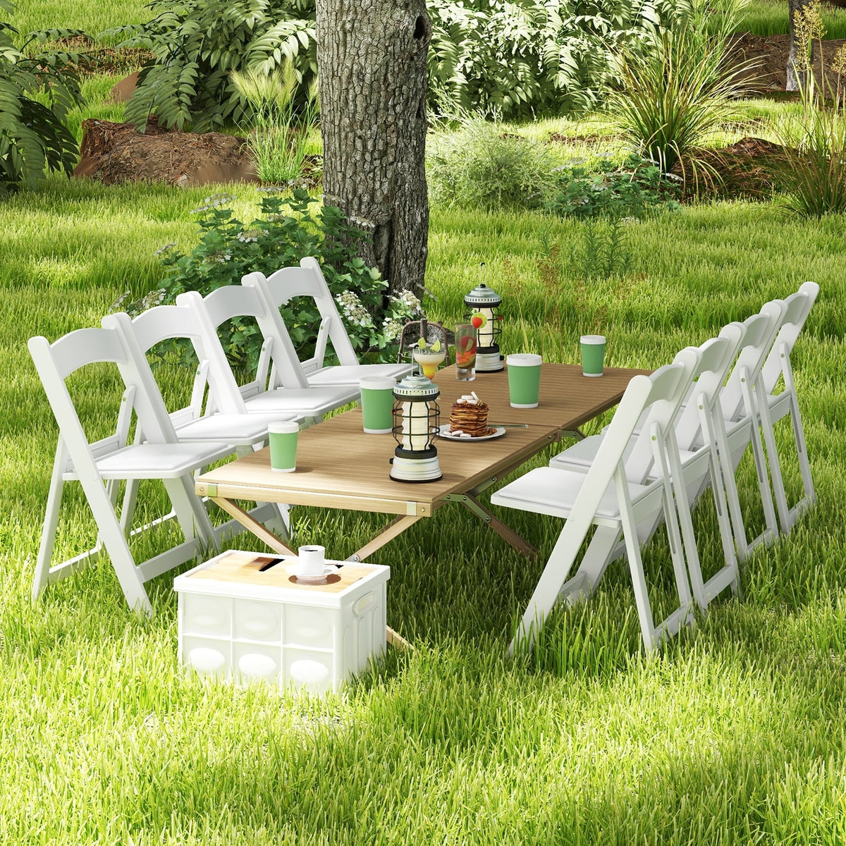4 Pack Resin Folding Chairs with Padded Seat-White-Dining Chairs-DECOROLALA