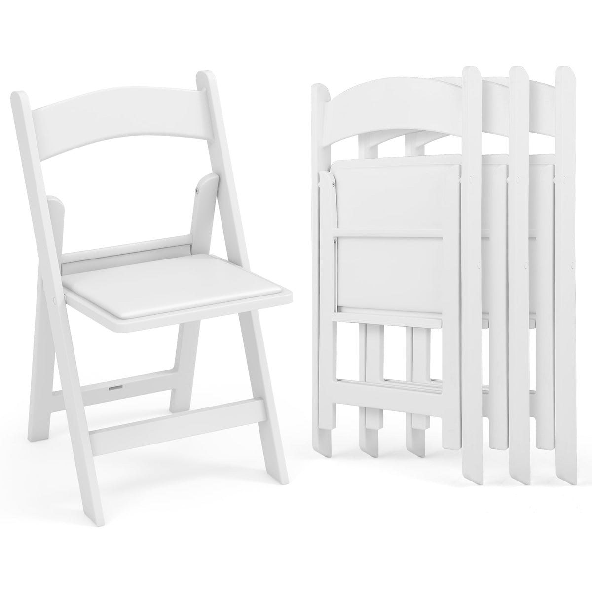 4 Pack Resin Folding Chairs with Padded Seat-White-Dining Chairs-DECOROLALA
