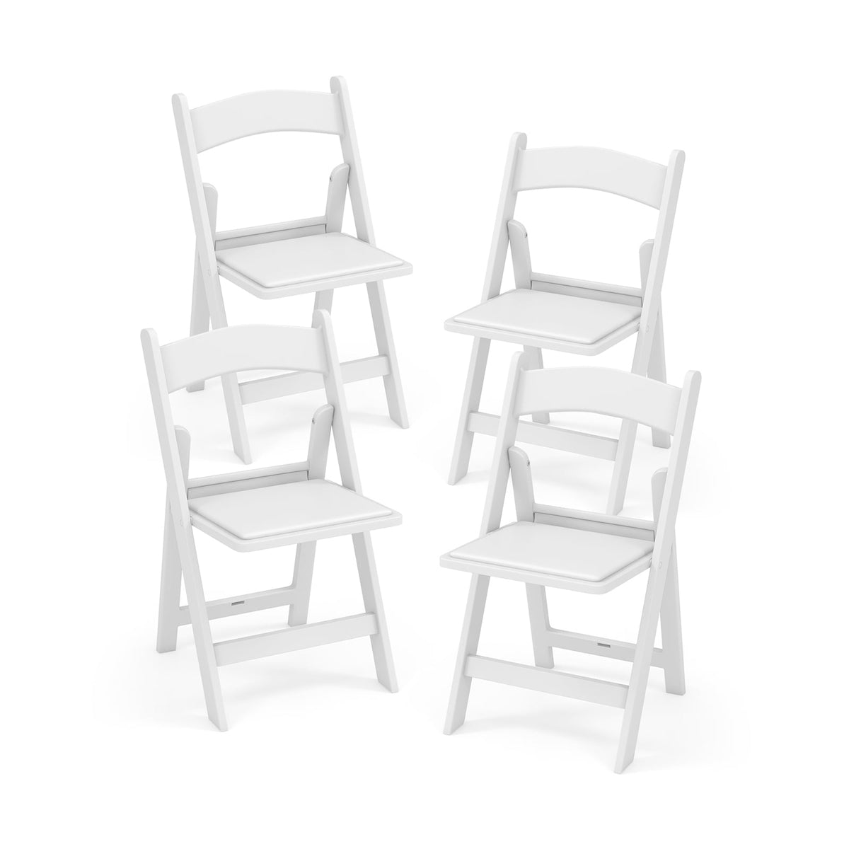 4 Pack Resin Folding Chairs with Padded Seat-White-Dining Chairs-DECOROLALA
