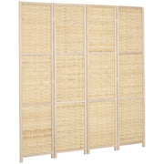 4-Panel Bamboo Room Divider - 5.6' Folding Privacy Screen-Home Furnishings > Living Room Furniture > Room Dividers-DECOROLALA