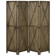 4-Panel Farmhouse Room Divider - Brown 5.6FT Wood Partition-Home Furnishings > Living Room Furniture > Room Dividers-DECOROLALA