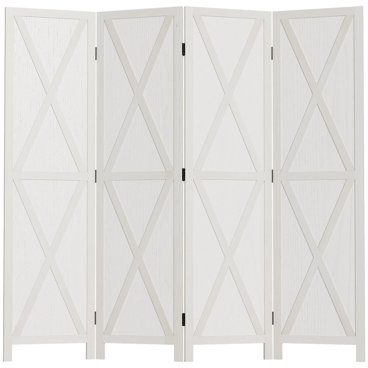 4-Panel Farmhouse Wood Room Divider - 5.6ft White-Home Furnishings > Living Room Furniture > Room Dividers-DECOROLALA