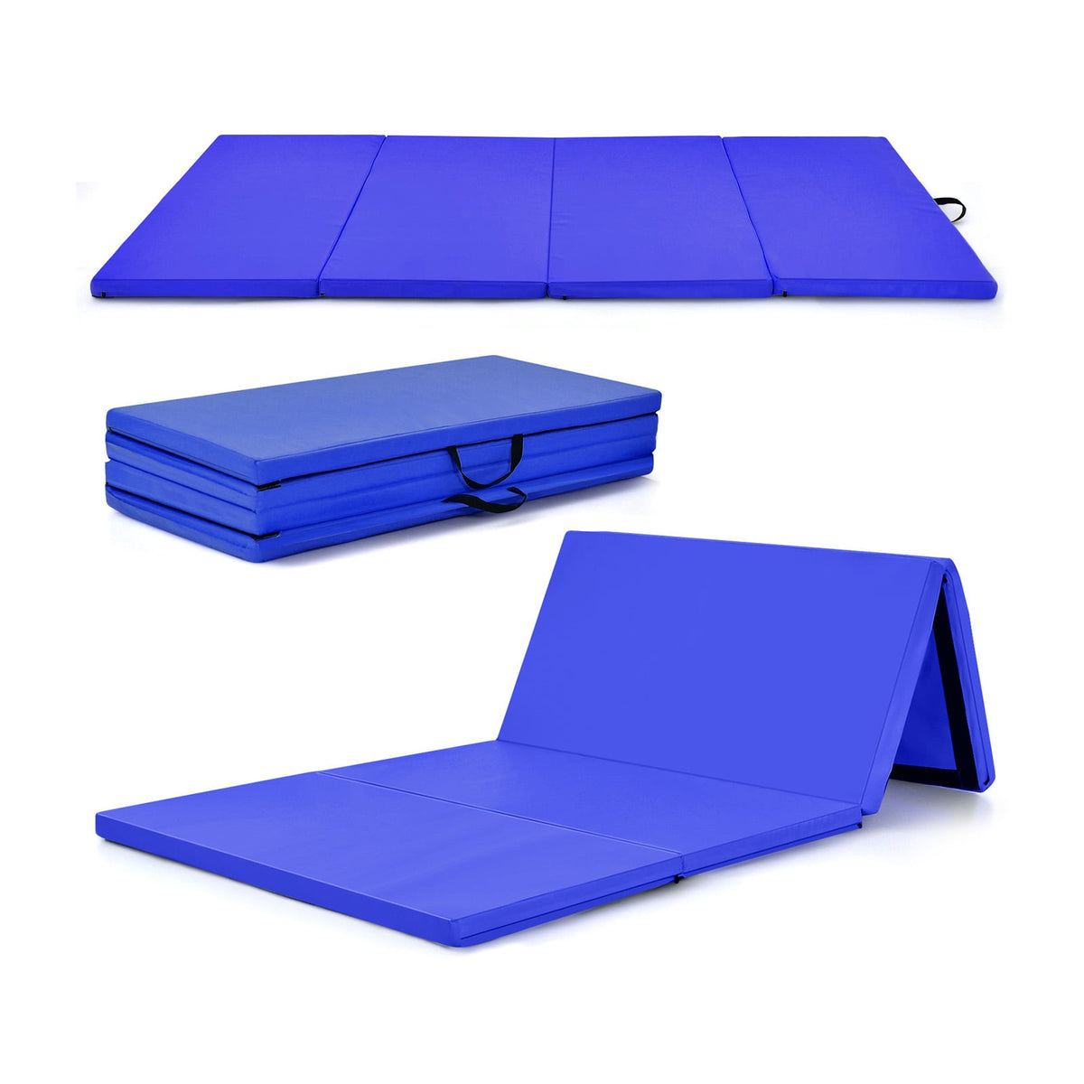 4-Panel Folding Gymnastics Mat with Carrying Handles for Home Gym-Navy-Yoga & Gym Mats-DECOROLALA