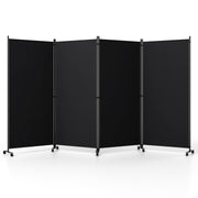 4 Panel Folding Privacy Screen Room Divider with Wheels-Black-Room Dividers-DECOROLALA