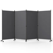 4 Panel Folding Privacy Screen Room Divider with Wheels-Gray-Room Dividers-DECOROLALA