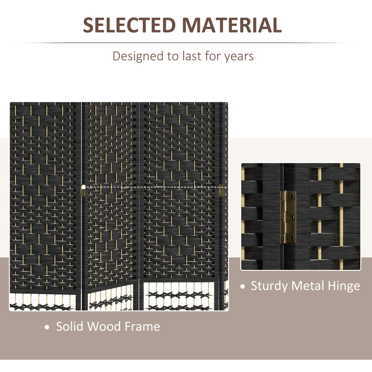 4-Panel Folding Room Divider - Black 67" Privacy Screen-Home Furnishings > Living Room Furniture > Room Dividers-DECOROLALA