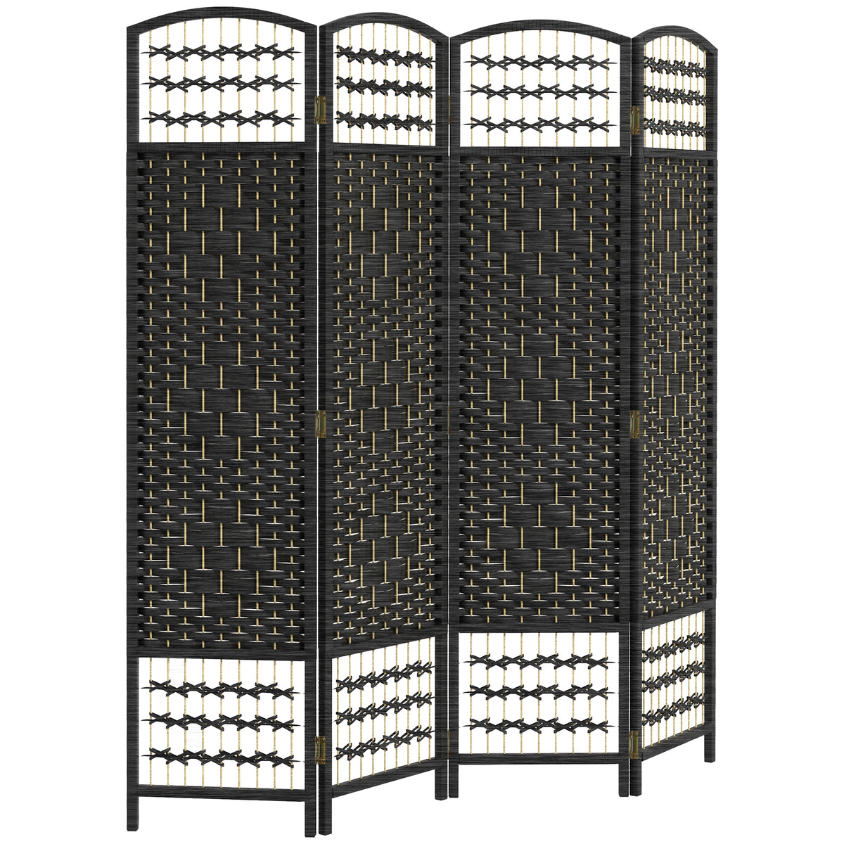 4-Panel Folding Room Divider - Black 67" Privacy Screen-Home Furnishings > Living Room Furniture > Room Dividers-DECOROLALA
