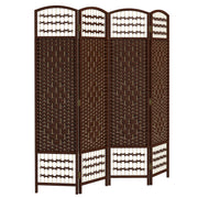 4-Panel Folding Room Divider - Brown 67" Wave Fiber Screen-Home Furnishings > Living Room Furniture > Room Dividers-DECOROLALA