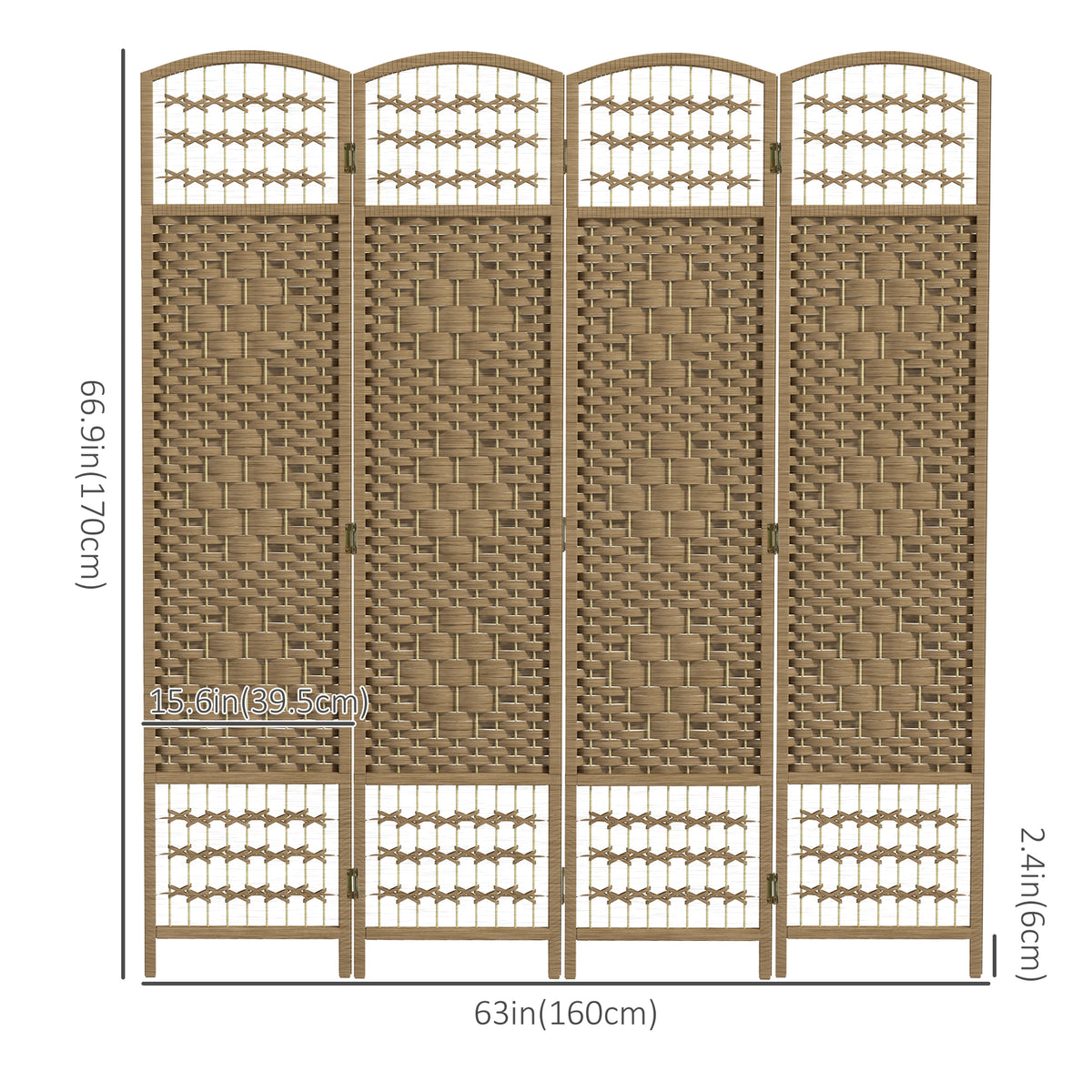 4-Panel Folding Room Divider - Natural Fiber Privacy Screen-Home Furnishings > Living Room Furniture > Room Dividers-DECOROLALA