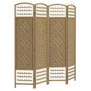 4-Panel Folding Room Divider - Natural Fiber Privacy Screen-Home Furnishings > Living Room Furniture > Room Dividers-DECOROLALA