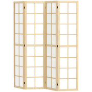 4-Panel Folding Room Divider - Pine Wood & White 5.6 ft-Home Furnishings > Living Room Furniture > Room Dividers-DECOROLALA