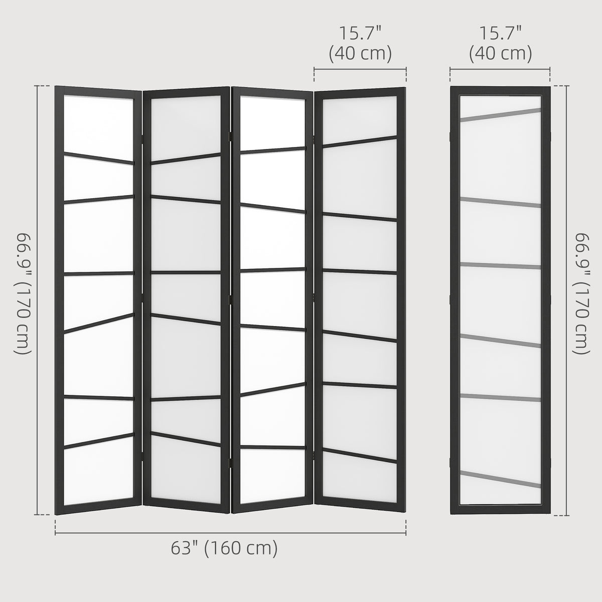 4-Panel Folding Room Divider - White Wood 5.6ft Partition-Home Furnishings > Living Room Furniture > Room Dividers-DECOROLALA