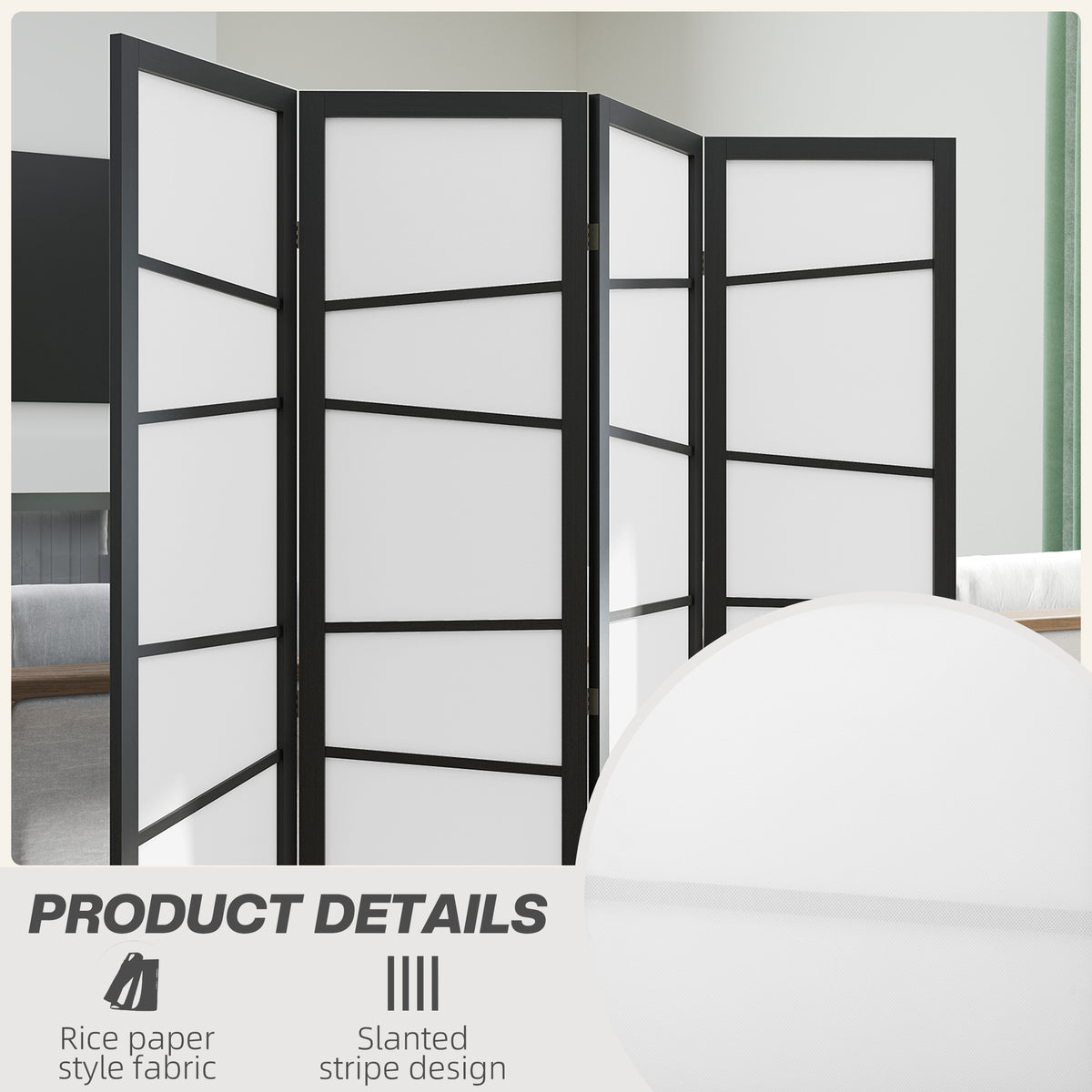 4-Panel Folding Room Divider - White Wood 5.6ft Partition-Home Furnishings > Living Room Furniture > Room Dividers-DECOROLALA