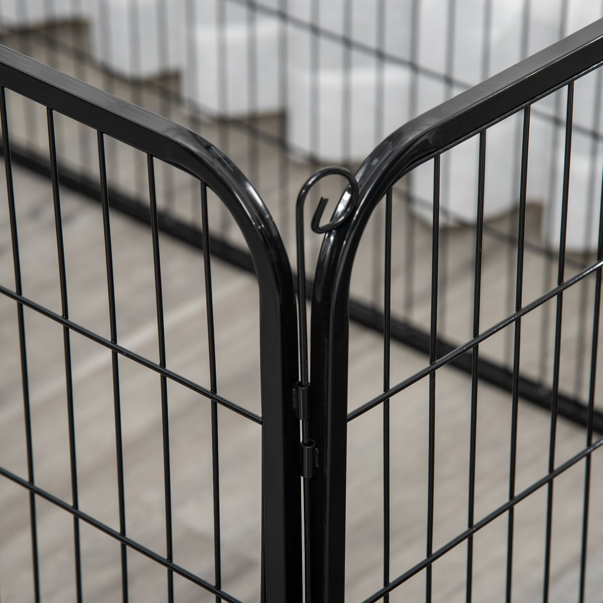 4-Panel Metal Dog Playpen - 32"W Indoor/Outdoor Fence, Black-Dog Supplies-DECOROLALA