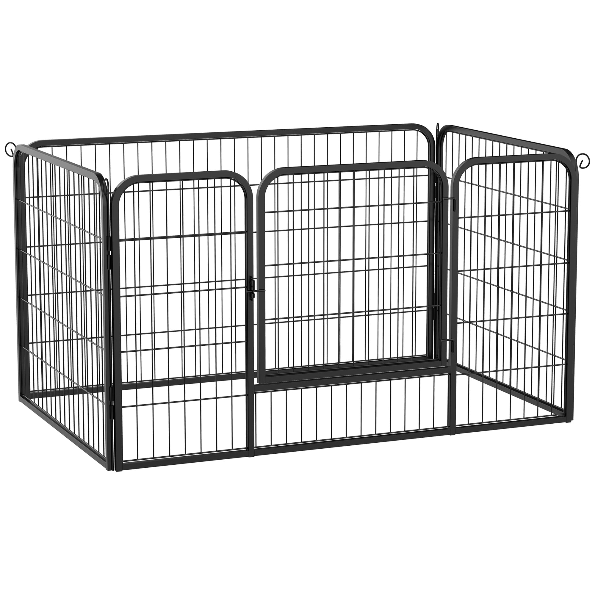 4-Panel Metal Dog Playpen - 32"W Indoor/Outdoor Fence, Black-Dogs-DECOROLALA