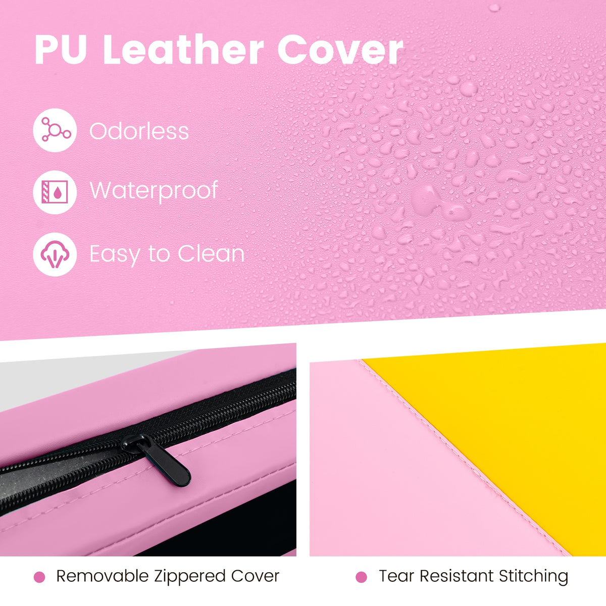 4-Panel PU Leather Folding Exercise Mat with Carrying Handles-Green-Yoga & Gym Mats-DECOROLALA