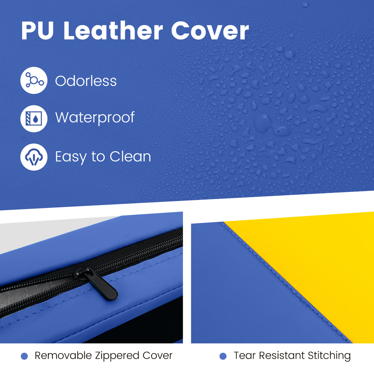 4-Panel PU Leather Folding Exercise Mat with Carrying Handles-Multicolor-Yoga & Gym Mats-DECOROLALA