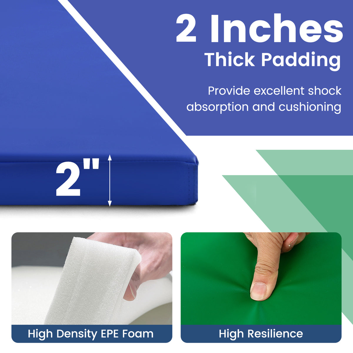 4-Panel PU Leather Folding Exercise Mat with Carrying Handles-Multicolor-Yoga & Gym Mats-DECOROLALA