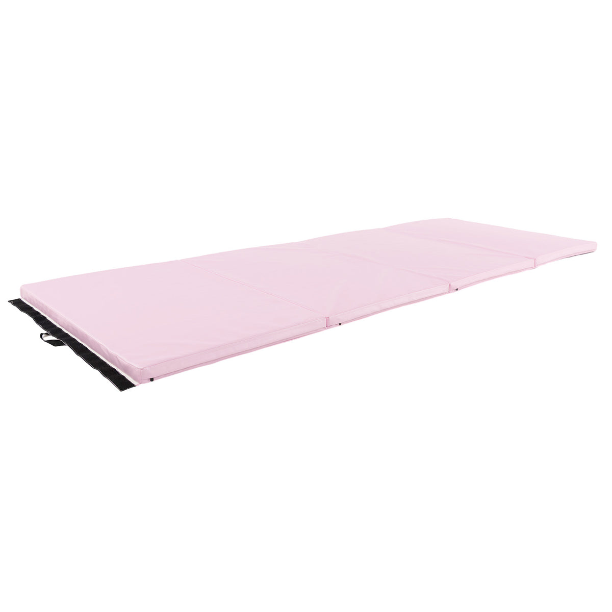 4-Panel PU Leather Folding Exercise Mat with Carrying Handles-Pink-Yoga & Gym Mats-DECOROLALA