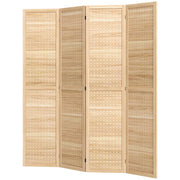 4-Panel Pegboard Room Divider - 5.6 Ft. Wood Natural-Home Furnishings > Living Room Furniture > Room Dividers-DECOROLALA