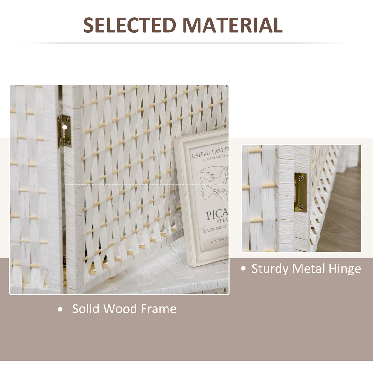 4 Panel Room Divider with Shelves - 6 FT Folding White-Home Furnishings > Living Room Furniture > Room Dividers-DECOROLALA
